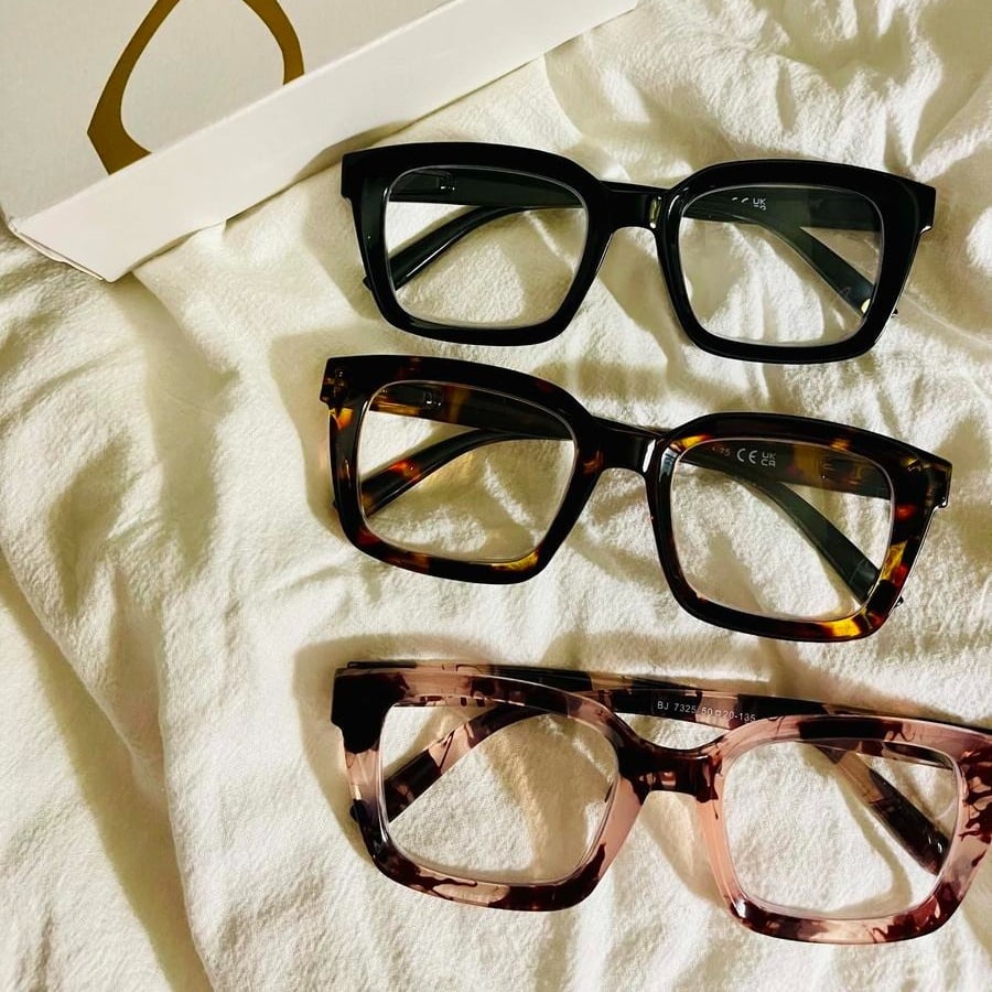 👓3-pack schildpadbrillen – Blauwlichtwerende oversized vierkante leesbrillen