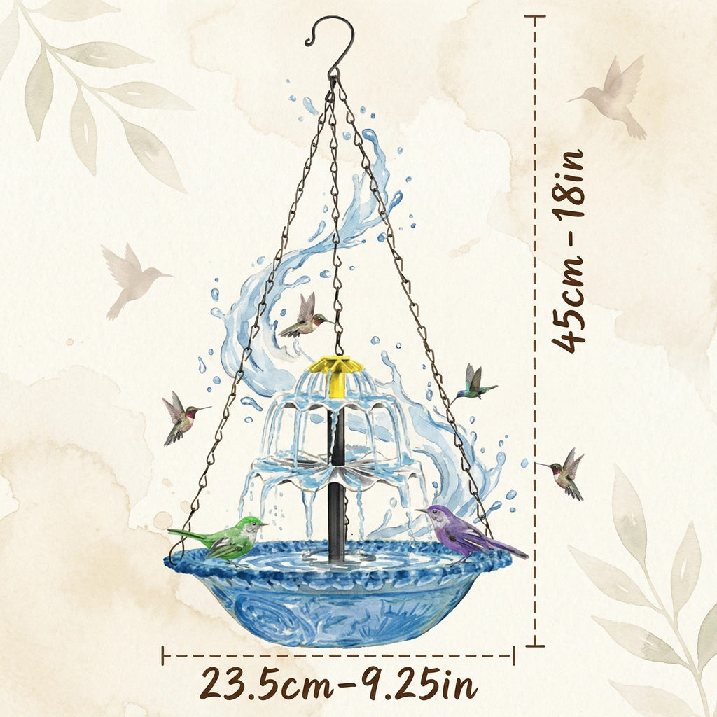 ⏰Tijdelijk 54% korting🦜Solar Cascade Hanging Birdbath Fountain