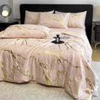 ❄️ Luxurious Gold-Patterned, Hot-Stamped, Pre-Washed Silk Summer Duvet Set (4-Piece)