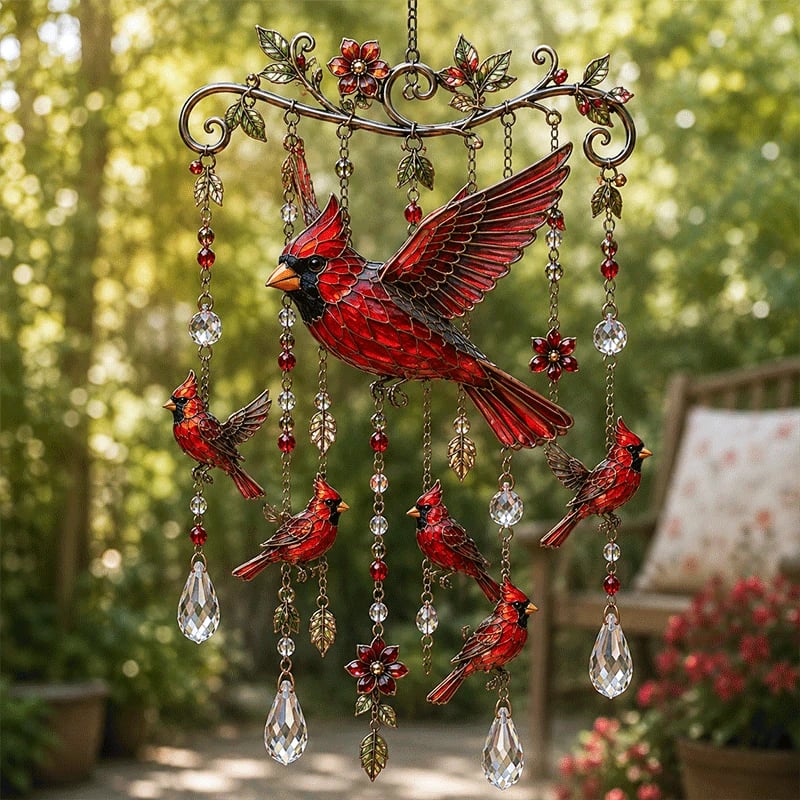 🐦🎐Elegant Handcrafted Wrought Iron Crystal Hummingbird Wind Chime