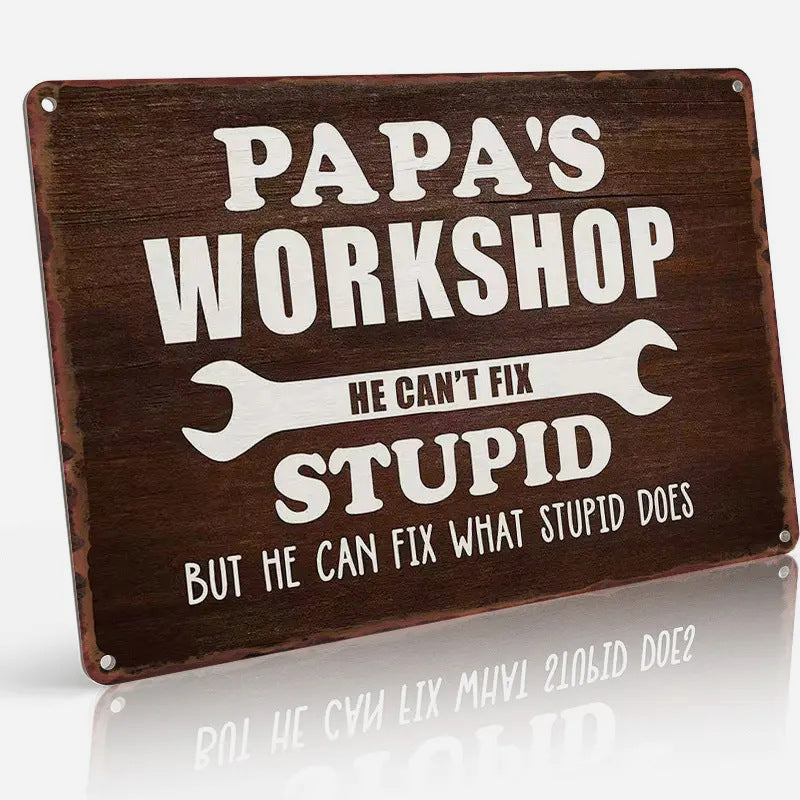 Dad's Garage Shit List Tin Sign - Funny Man Cave Decor & Gift