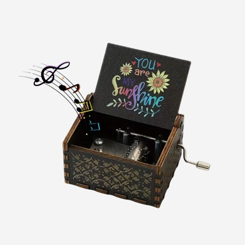 Wooden Music Box Ornament - Classic Engraved Hand-Crank Music Box🎶