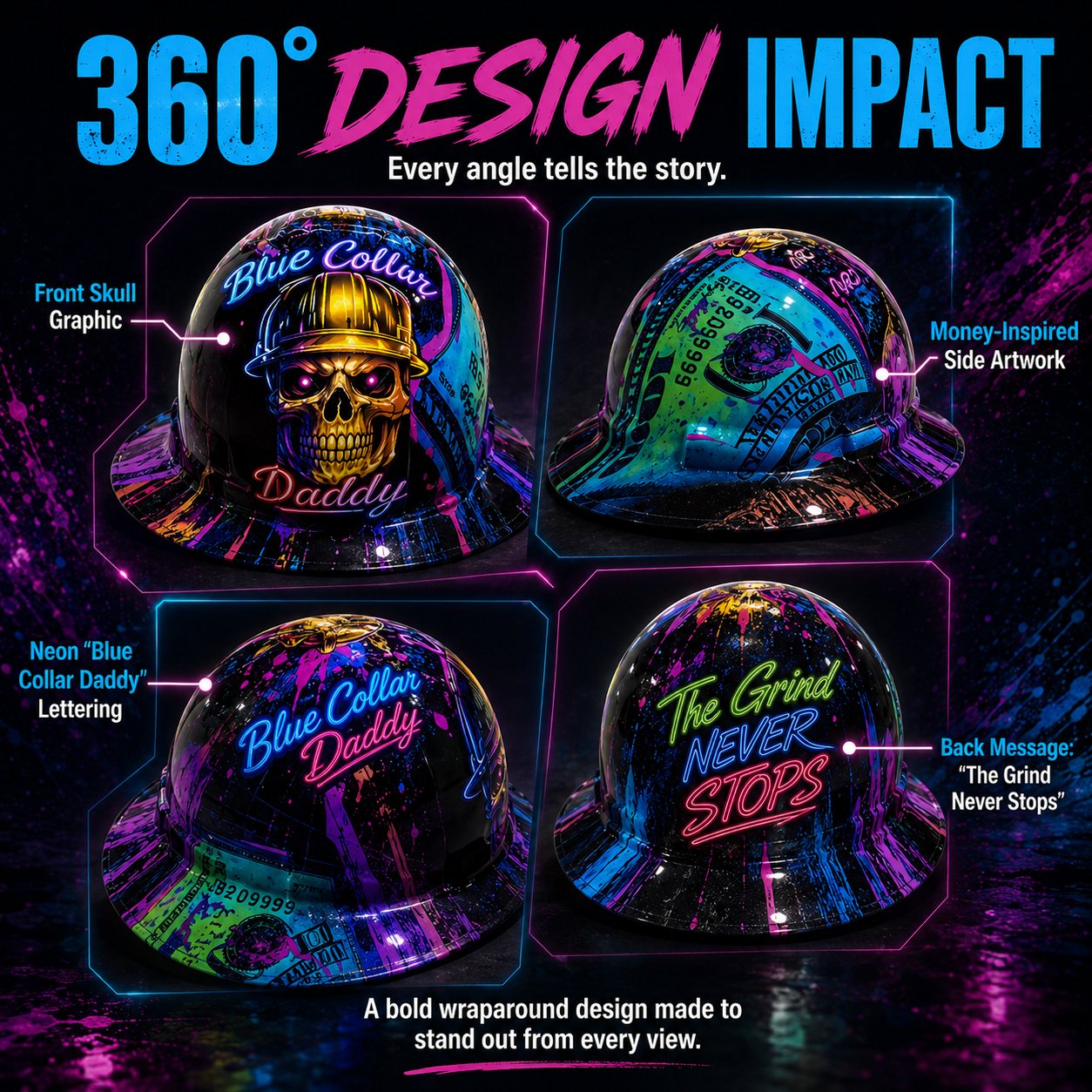 🎁Father’s Day 49% OFF - 👷‍♂️🔥 Blue Collar Daddy Hydro-Dipped Hard Hat