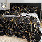 ❄️ Luxurious Gold-Patterned, Hot-Stamped, Pre-Washed Silk Summer Duvet Set (4-Piece)
