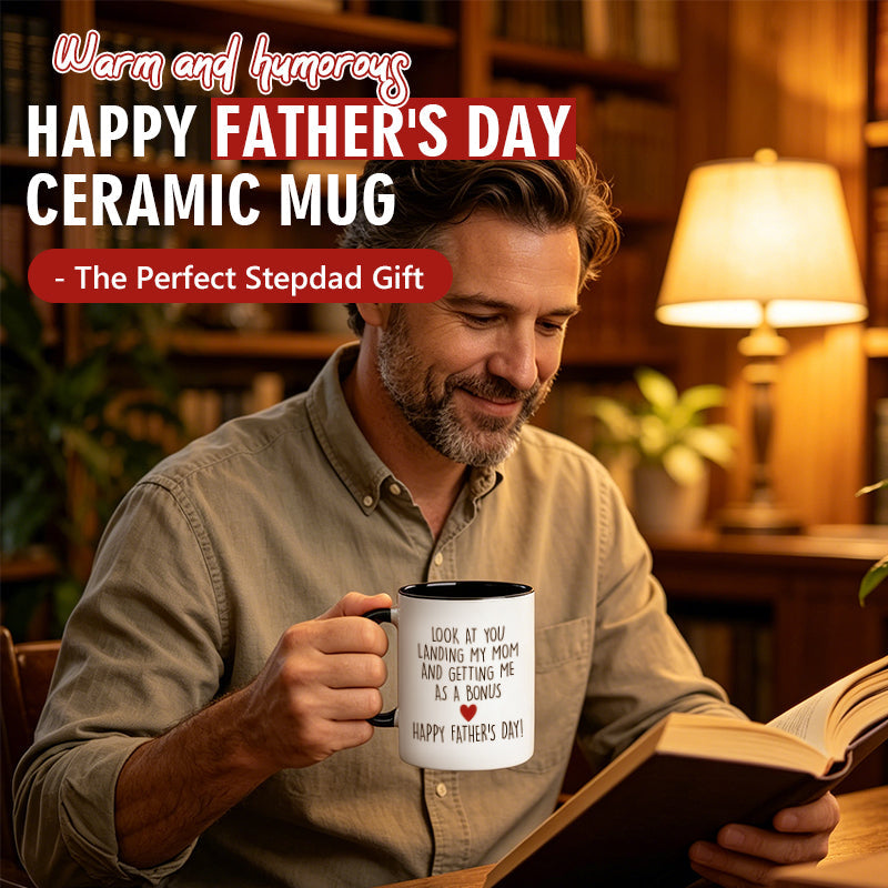 Happy Father's Day Ceramic Mug, Father's Day Gift, Gift for Stepdad, Funny Stepdad Coffee Mug, Creative Gift from Stepchildren