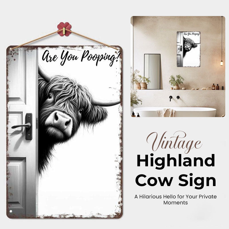 💥Alleen vandaag: 56% korting🐄 The Cheeky Visitor: Vintage Highland Cow Sign
