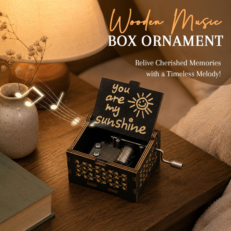 Wooden Music Box Ornament - Classic Engraved Hand-Crank Music Box🎶
