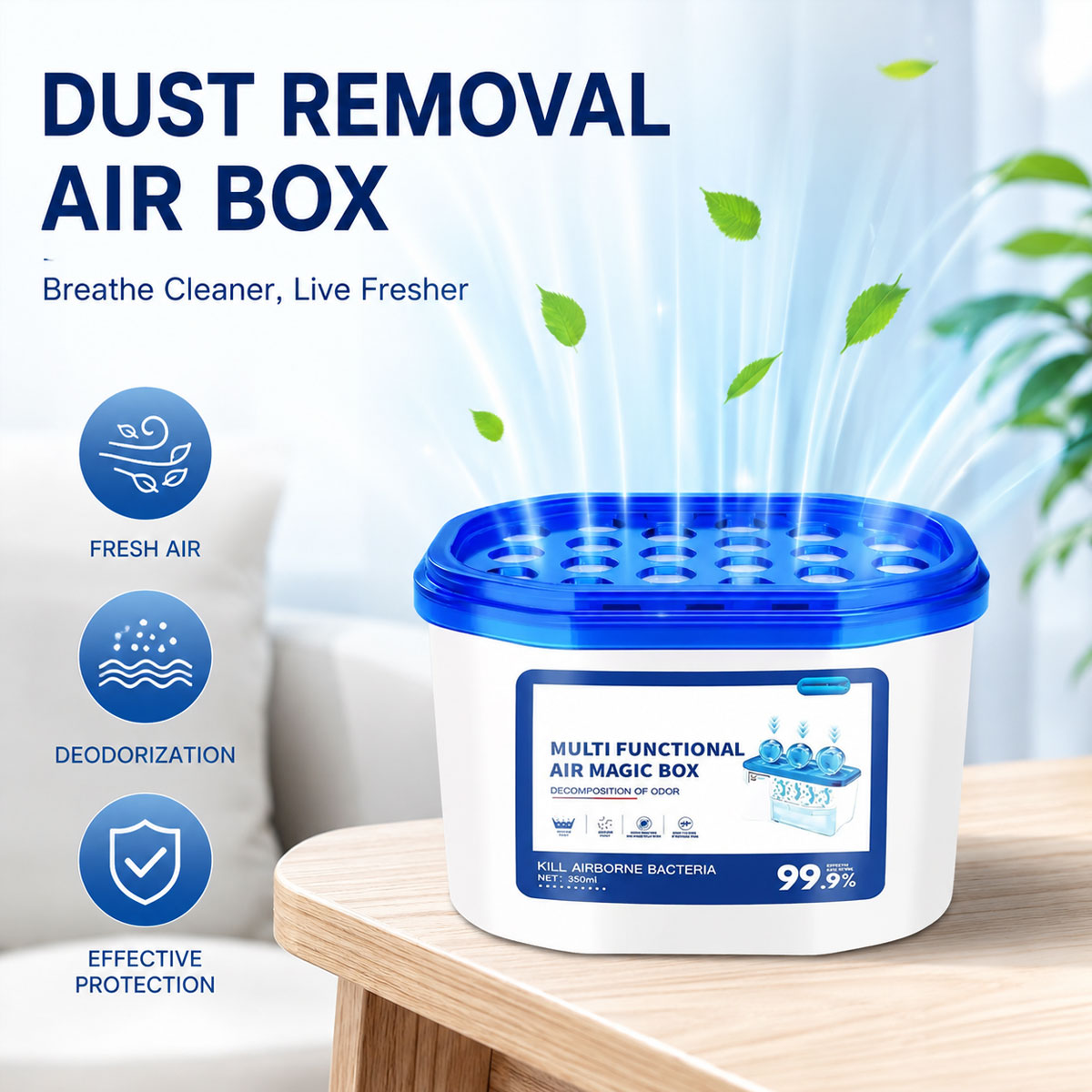 Multifunctional Air Freshener Dust Remover Box Eliminates Odors Reduces Humidity