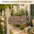Copper Fairy Garden Welcome Yard Sign – Decorative Courtyard & Garden Plaque