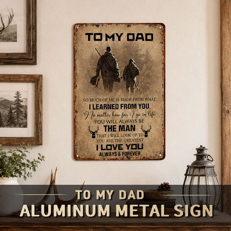 To My Dad Sign, Vintage Room Decor Wall Art, Father Son Hunter Theme Father's Day Gift, for Farmhouse Living Room