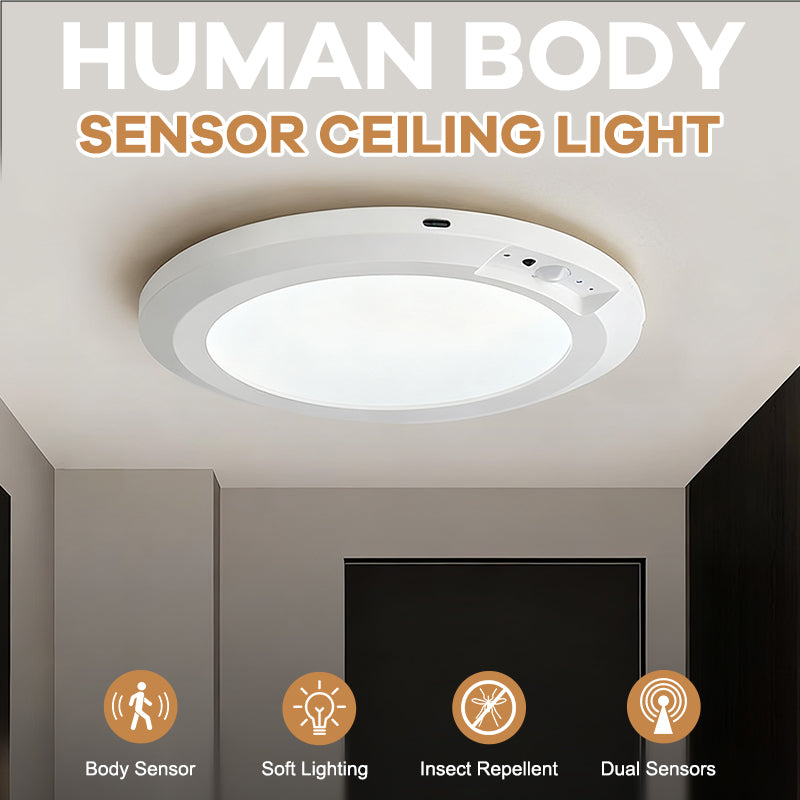 Human Body Sensor Ceiling Light✨Three-color rechargeable upgraded model + remote control [magnetic installation]