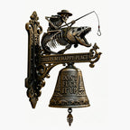 🎣 Skeleton Fisherman & Bigfoot Funny Wall Bell – Rustic Sasquatch Doorbell Decor