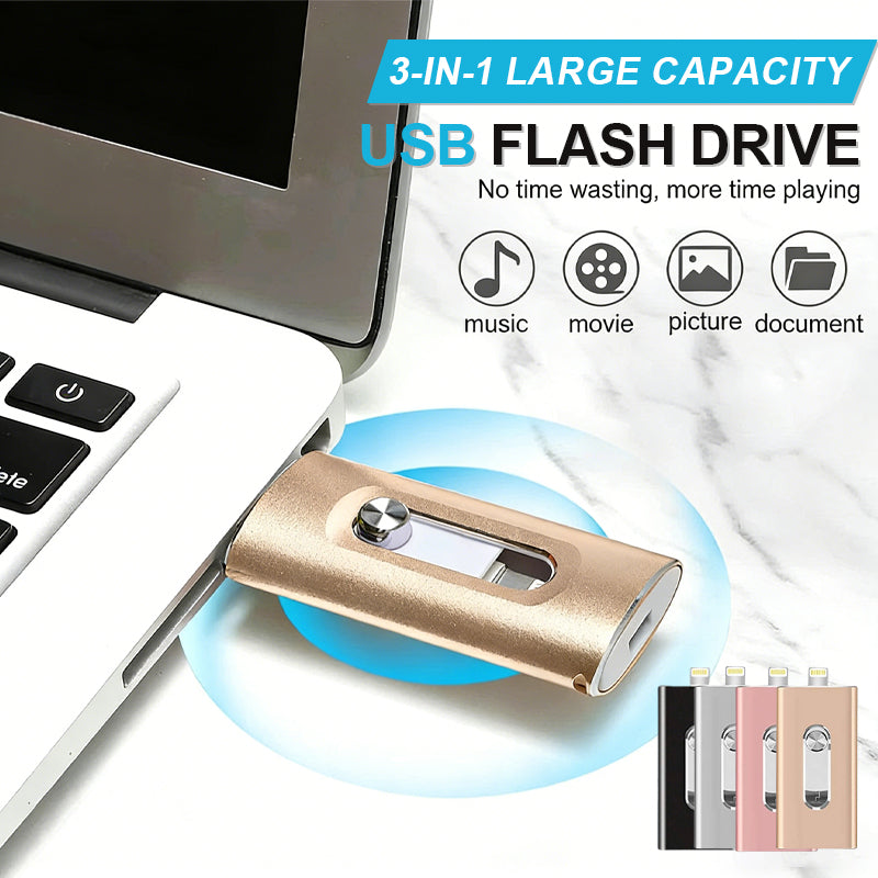 3-in-1 USB-flashdrive Met Grote Capaciteit Voor Zowel Mobiele Telefoons Als Computers