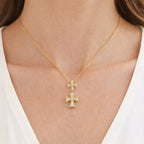 🔥Tijdelijke flash sale✧ Kruisvormige sprankelende ketting | Elegante geometrie met een vleugje licht ✧