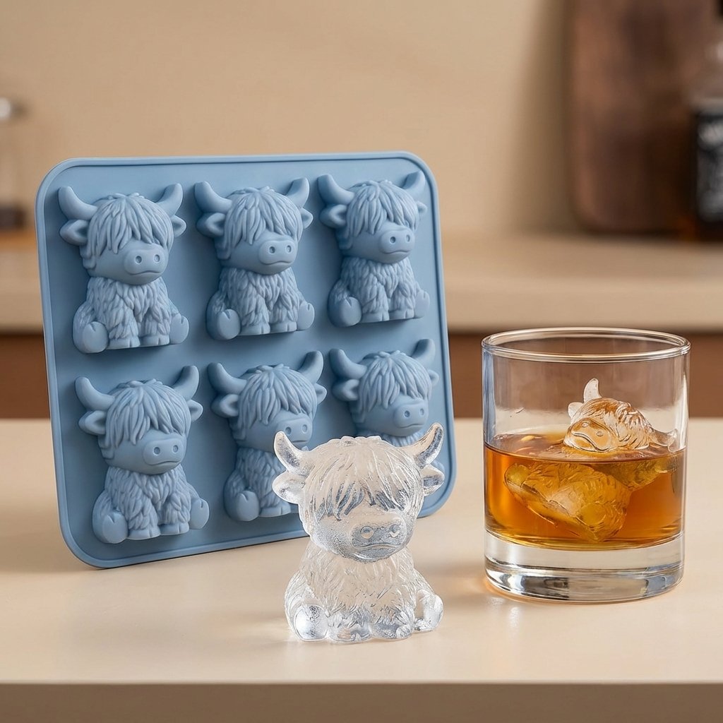 🐮Mini ijsblokjes in de vorm van een Schotse hooglandkoe – Leuke 3D-ijsblokjes, perfect voor drankjes, feestjes en als cadeau