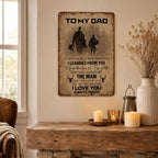 To My Dad Sign, Vintage Room Decor Wall Art, Father Son Hunter Theme Father's Day Gift, for Farmhouse Living Room
