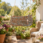Copper Fairy Garden Welcome Yard Sign – Decorative Courtyard & Garden Plaque