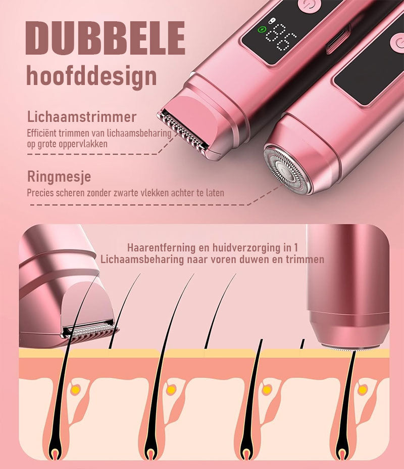 ⭐【5480 positieve recensies】✨Elektrisch Ontharingsapparaat Met dubbel Mesje En Digitaal Display