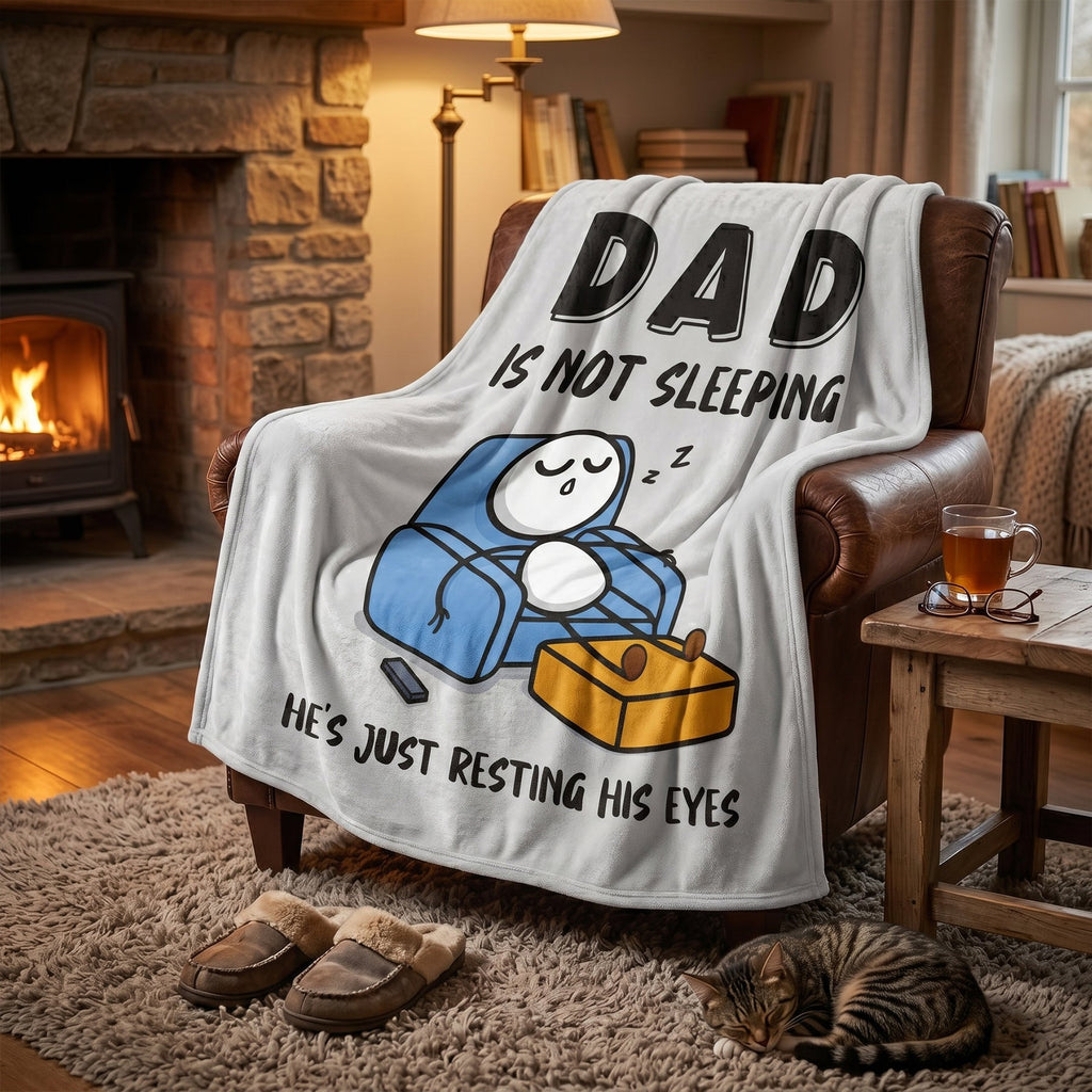"Dad Is Not Sleeping" Fun Flannel Blanket🎁The perfect Father's Day gift