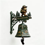 🎣 Skeleton Fisherman & Bigfoot Funny Wall Bell – Rustic Sasquatch Doorbell Decor