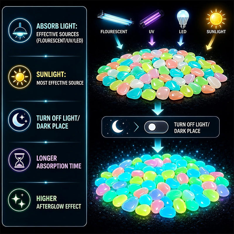 ✨ Colorful Glow in the Dark Garden Stones