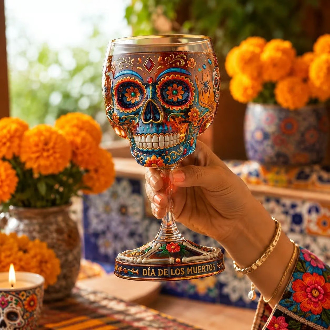 💀🍷Day of the Dead Collector Goblet – Limited Edition Art Glass