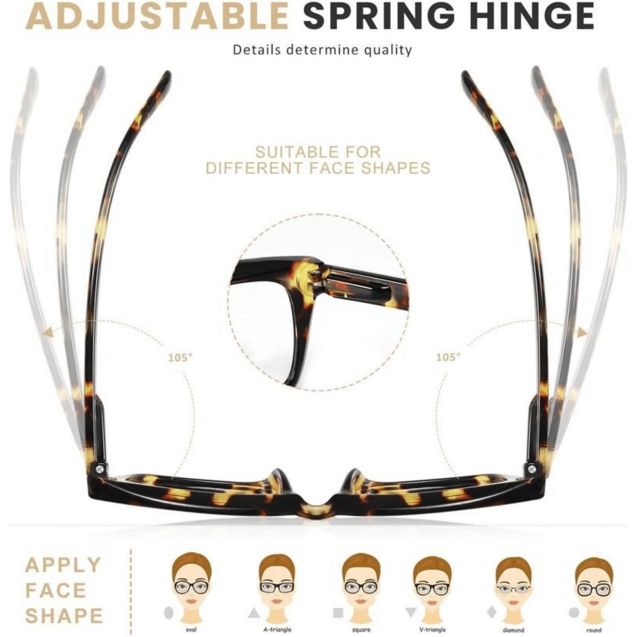 👓3-pack schildpadbrillen – Blauwlichtwerende oversized vierkante leesbrillen