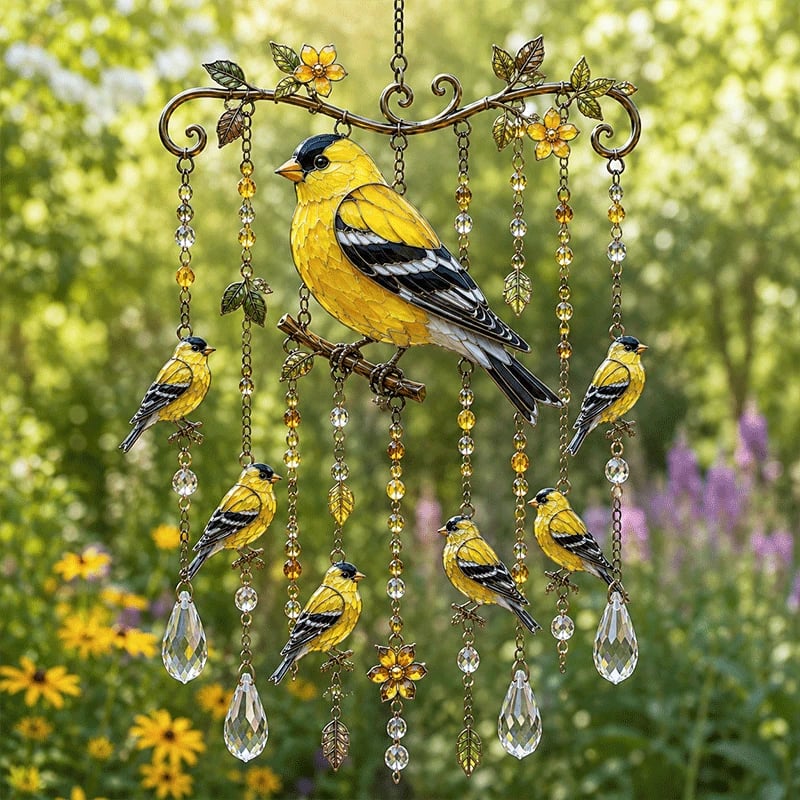 🐦🎐Elegant Handcrafted Wrought Iron Crystal Hummingbird Wind Chime