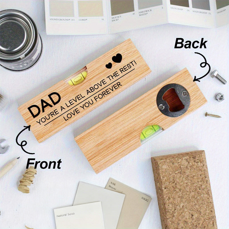 Wooden Level Bottle Opener – Gift for Dad🎁🧔