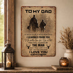 To My Dad Sign, Vintage Room Decor Wall Art, Father Son Hunter Theme Father's Day Gift, for Farmhouse Living Room