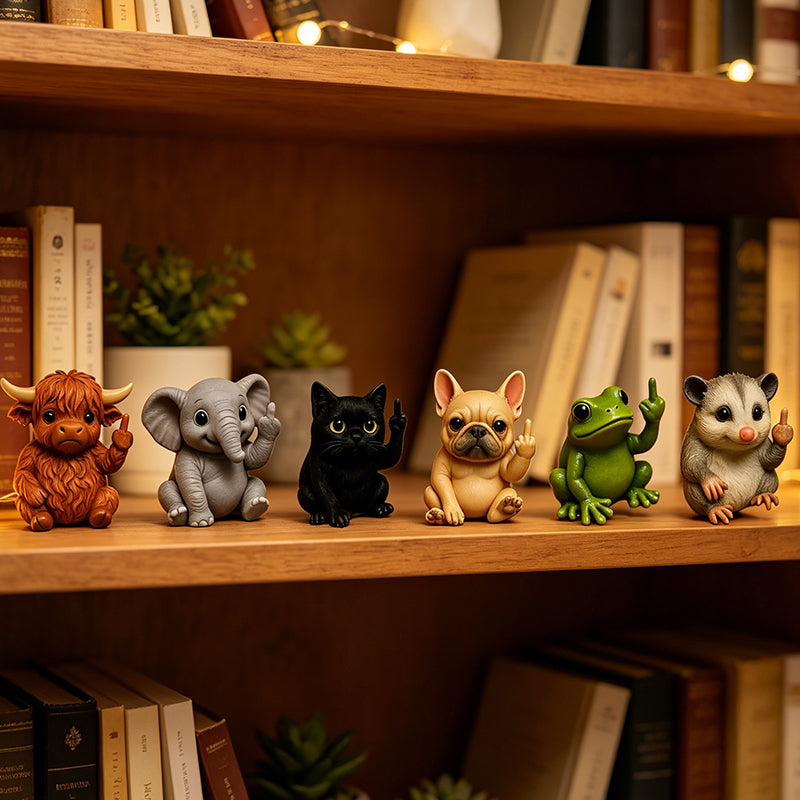 🖕Fun Mini Middle Finger Animal Statues - Unique & Humorous Desk Decor