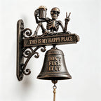 🎣 Skeleton Fisherman & Bigfoot Funny Wall Bell – Rustic Sasquatch Doorbell Decor