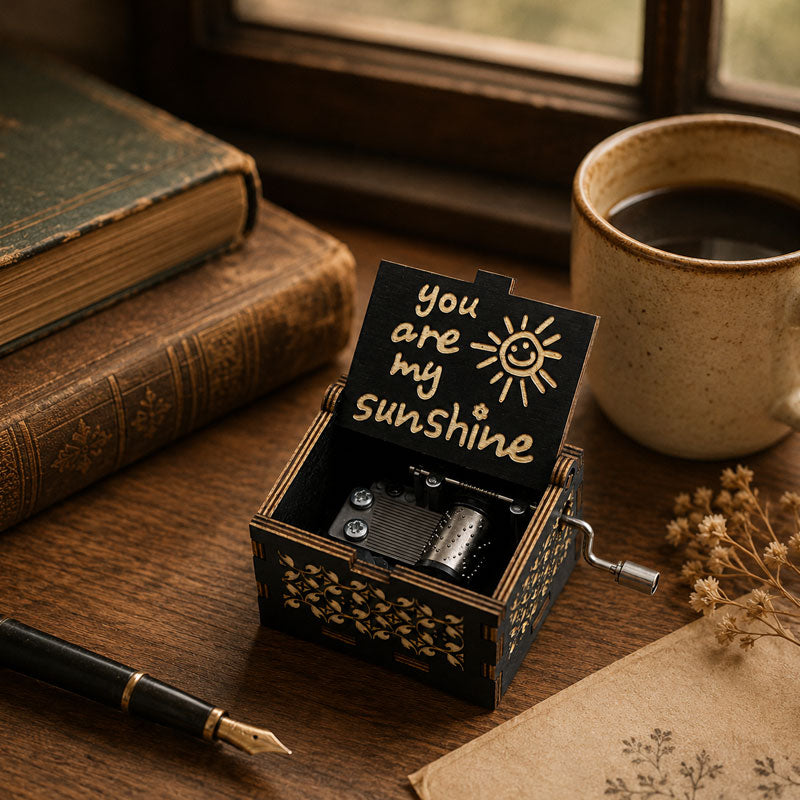 Wooden Music Box Ornament - Classic Engraved Hand-Crank Music Box🎶