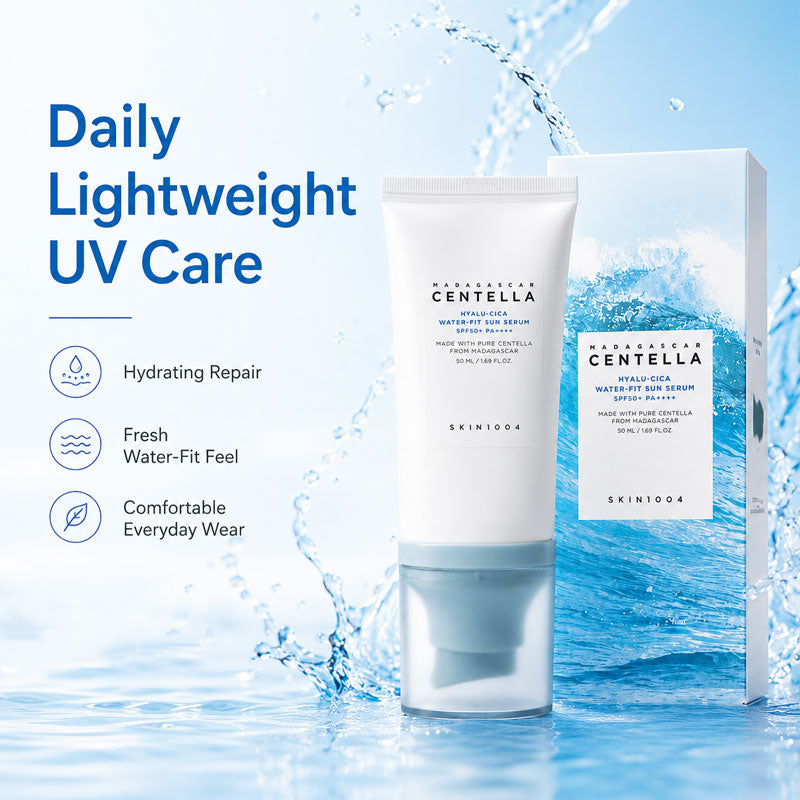 ☀️💧Hyalu-Cica Moisturizing Repairing Sunscreen Essence (Non-Prescription) - Lightweight daily sunscreen with a moisturizing cream texture, suitable for sensitive skin.