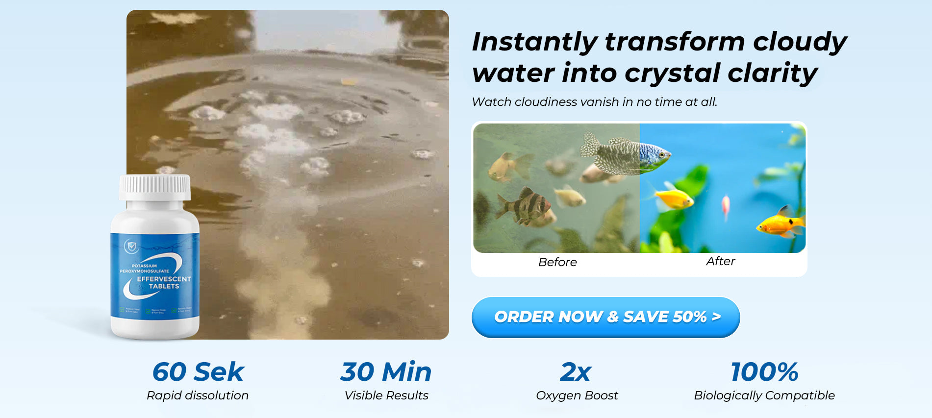 Deodorizing & Disinfecting Aquarium Water Purifying Effervescent Tablets💧