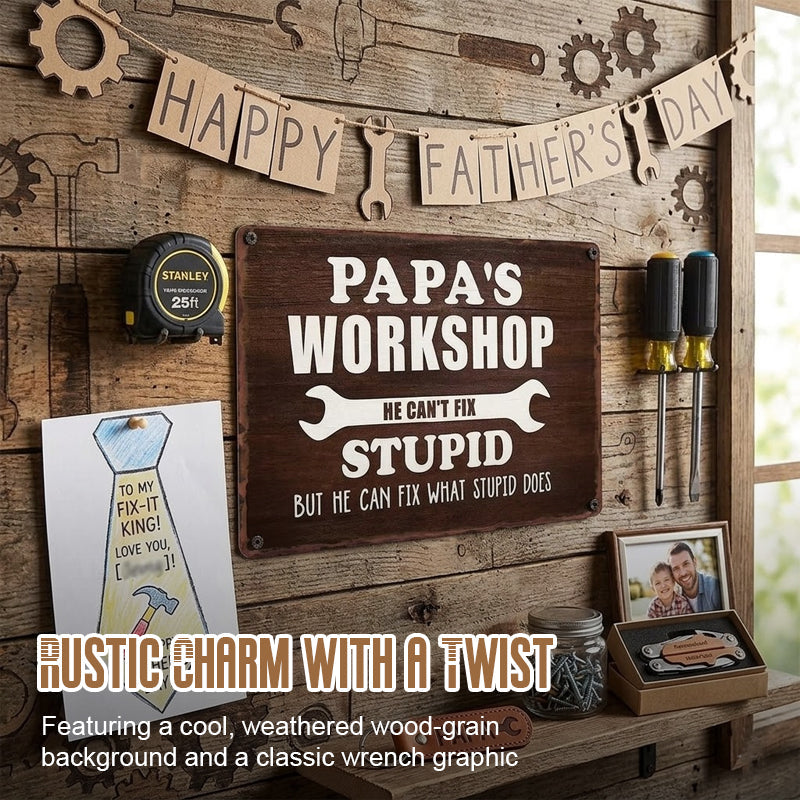 Dad's Garage Shit List Tin Sign - Funny Man Cave Decor & Gift