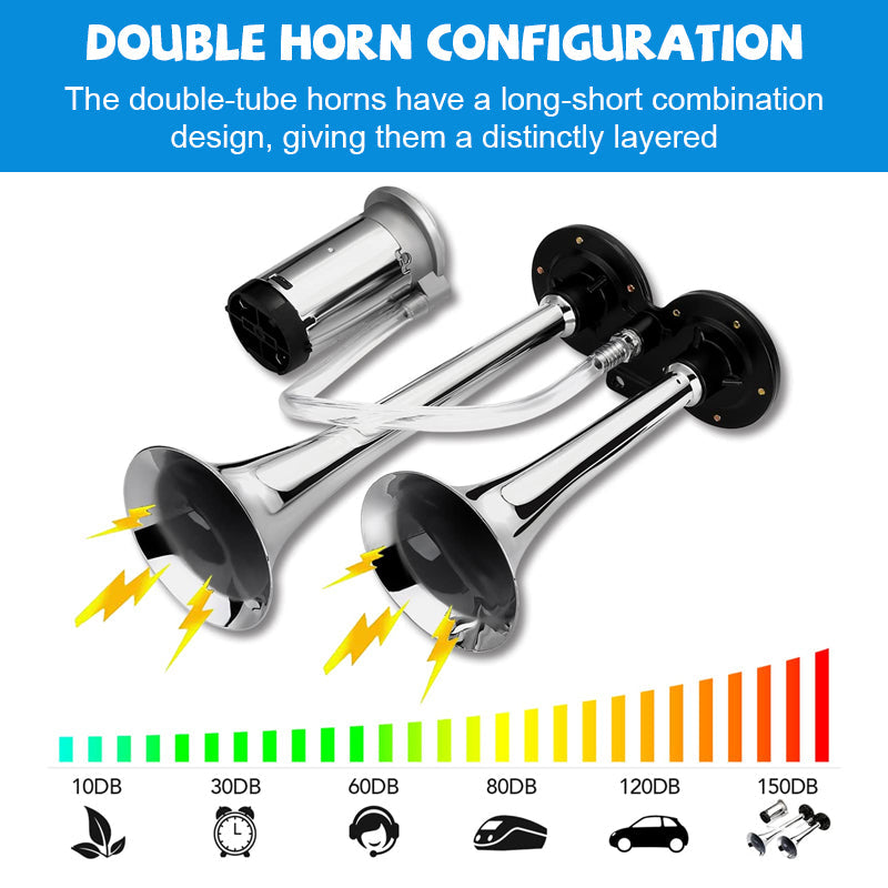 ⏰Tijdelijke aanbieding: 57% korting🚨 Dubbele buis superluide luchthoorn 150 dB 🚛🔊