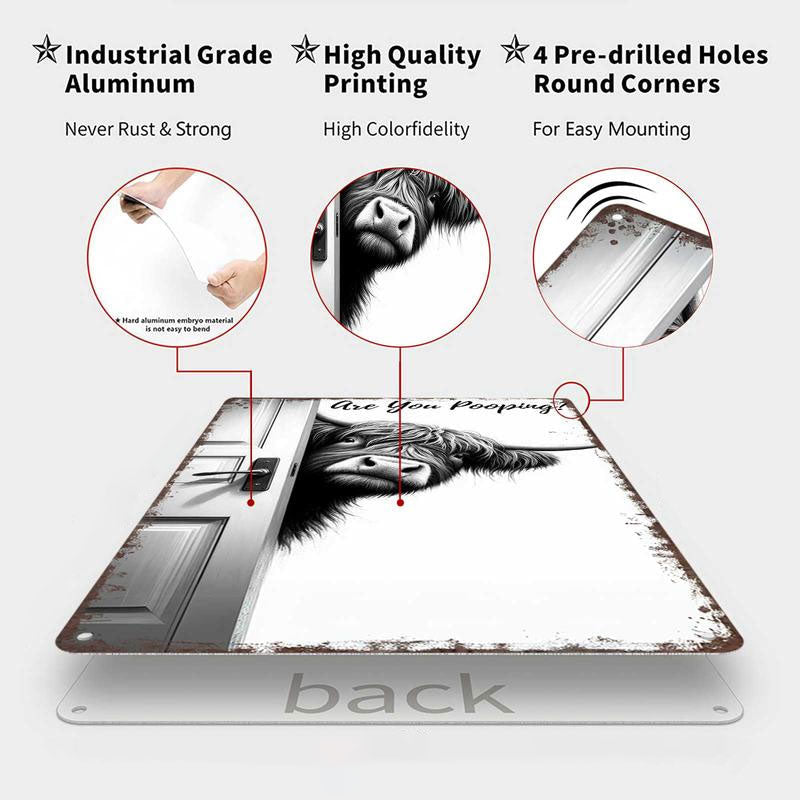 💥Alleen vandaag: 56% korting🐄 The Cheeky Visitor: Vintage Highland Cow Sign