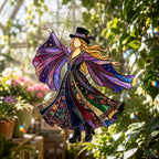 💃 70s Rock Witch🤘 Handmade Stained Glass Spinning Suncatcher