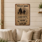 To My Dad Sign, Vintage Room Decor Wall Art, Father Son Hunter Theme Father's Day Gift, for Farmhouse Living Room