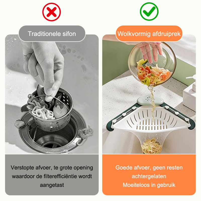 💎Koop meer, bespaar meer✨Driehoekige afvoerzeef met filtergaas voor gootstenen