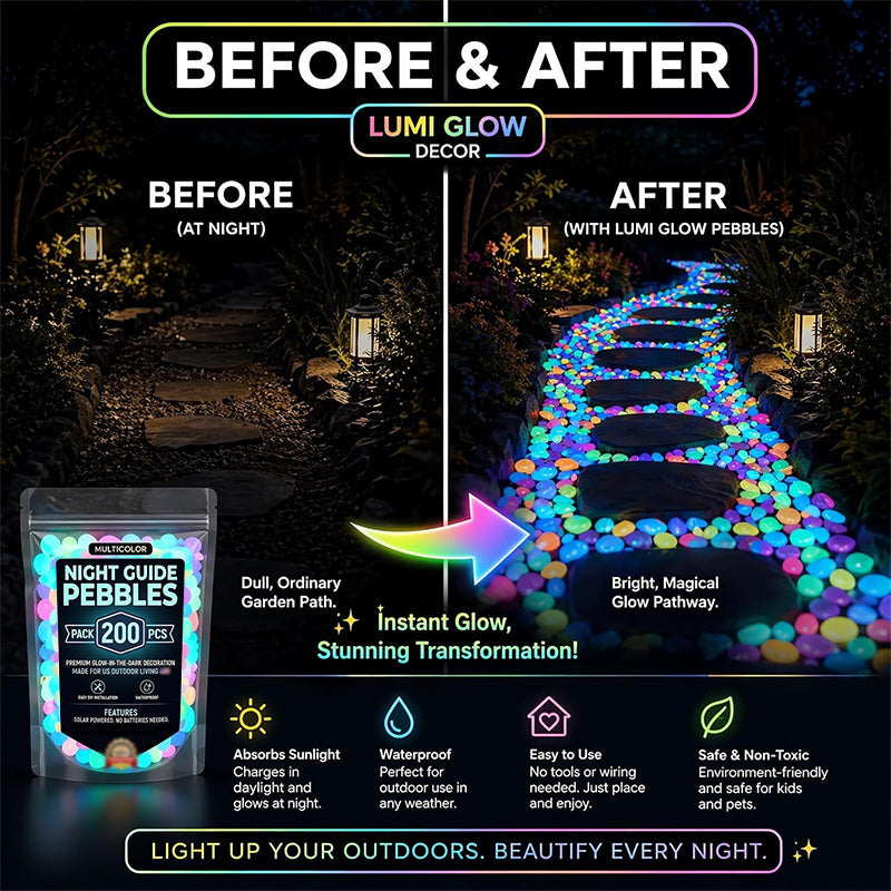 ✨ Colorful Glow in the Dark Garden Stones