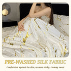 ❄️ Luxurious Gold-Patterned, Hot-Stamped, Pre-Washed Silk Summer Duvet Set (4-Piece)