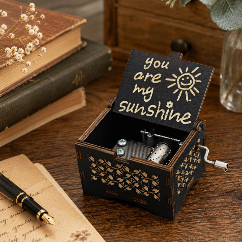 Wooden Music Box Ornament - Classic Engraved Hand-Crank Music Box🎶