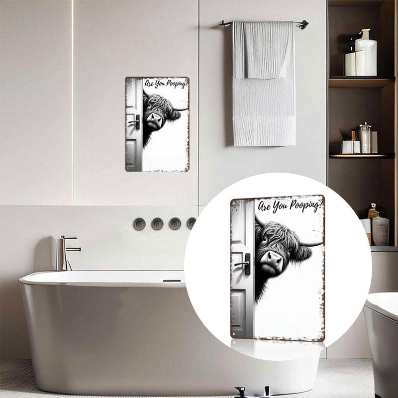 💥Alleen vandaag: 56% korting🐄 The Cheeky Visitor: Vintage Highland Cow Sign