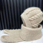 Damen Verdickter Warmer Einteiliger Hutschal/Women's thickened warm one-piece hooded scarf