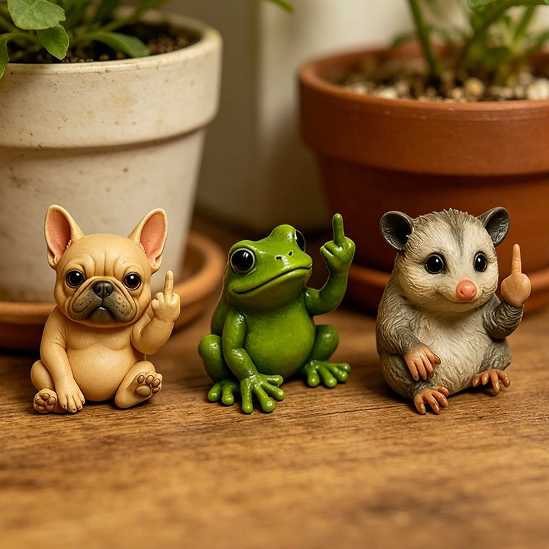 🖕Fun Mini Middle Finger Animal Statues - Unique & Humorous Desk Decor