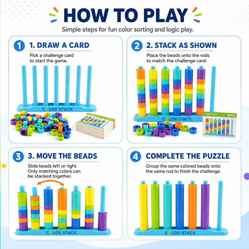 Creative And Fun Color Matching Stacking Puzzle Party Game Toy