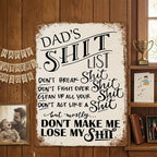 Dad's Garage Shit List Tin Sign - Funny Man Cave Decor & Gift
