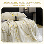 ❄️ Luxurious Gold-Patterned, Hot-Stamped, Pre-Washed Silk Summer Duvet Set (4-Piece)